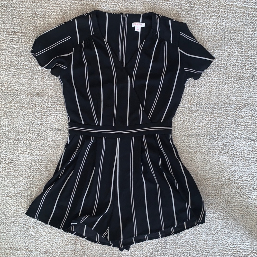 Like New Black & White Striped Romper